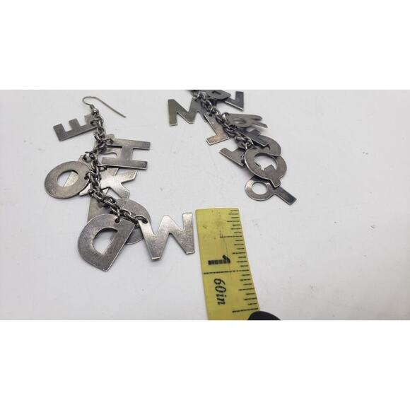 Vintage Earrings Super Long Dangle Letter Charms Spell Words 1970s Create - Picture 4 of 7